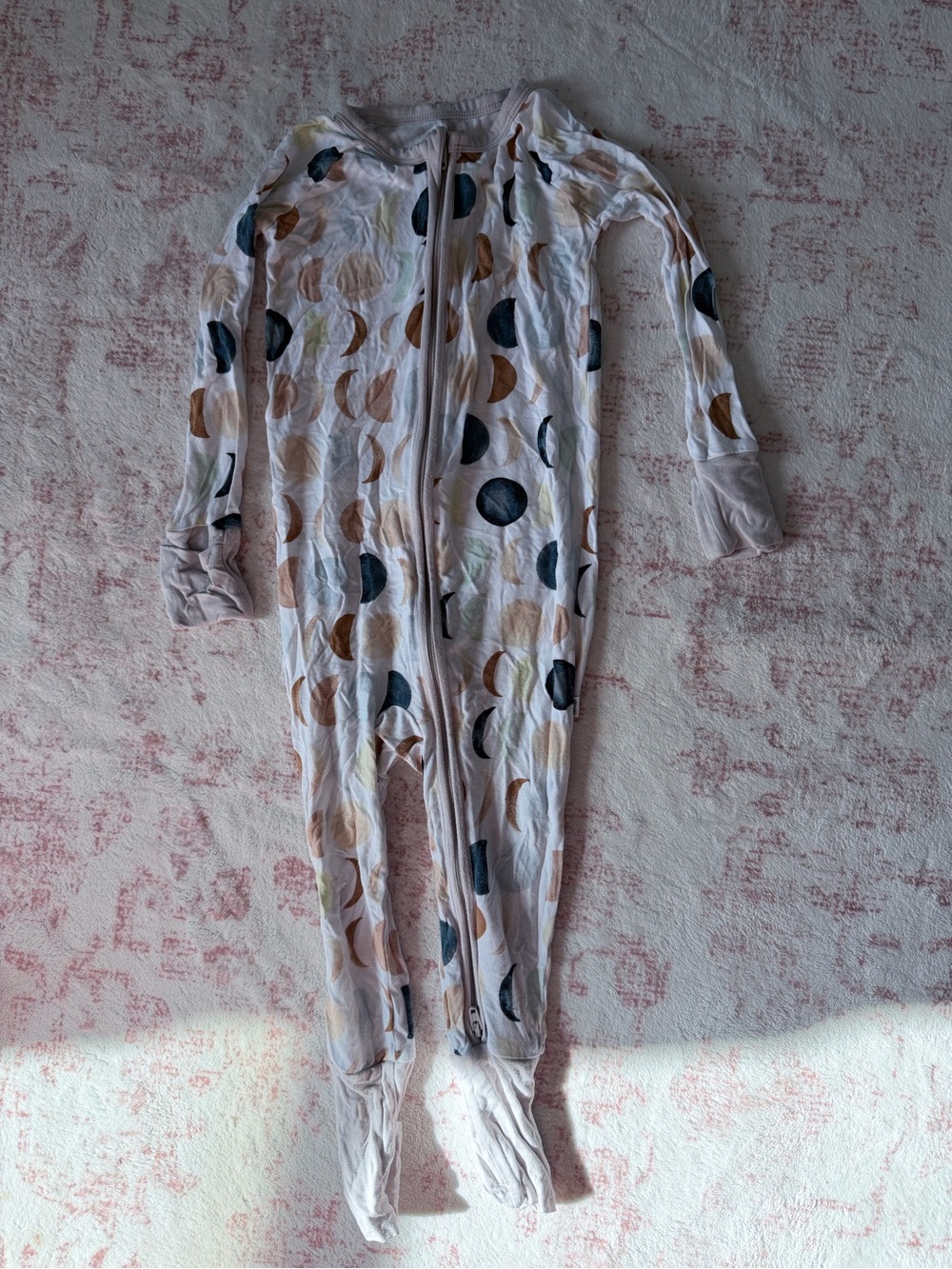 Little Sleepies White Footed Zippered One-Piece with Moon Print